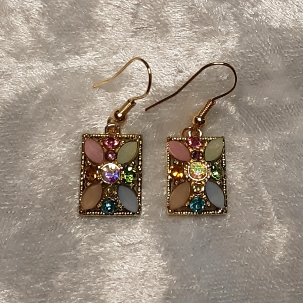 Handmade Colorful Gemstone Earrings Pink Blue